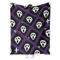 YWZDS Spooky Face Throw Blanket, Purple and Black, Halloween Ghost Blankets Fuzzy Gifts for Sofa Couch Bedroom (30 x 40 inch)
