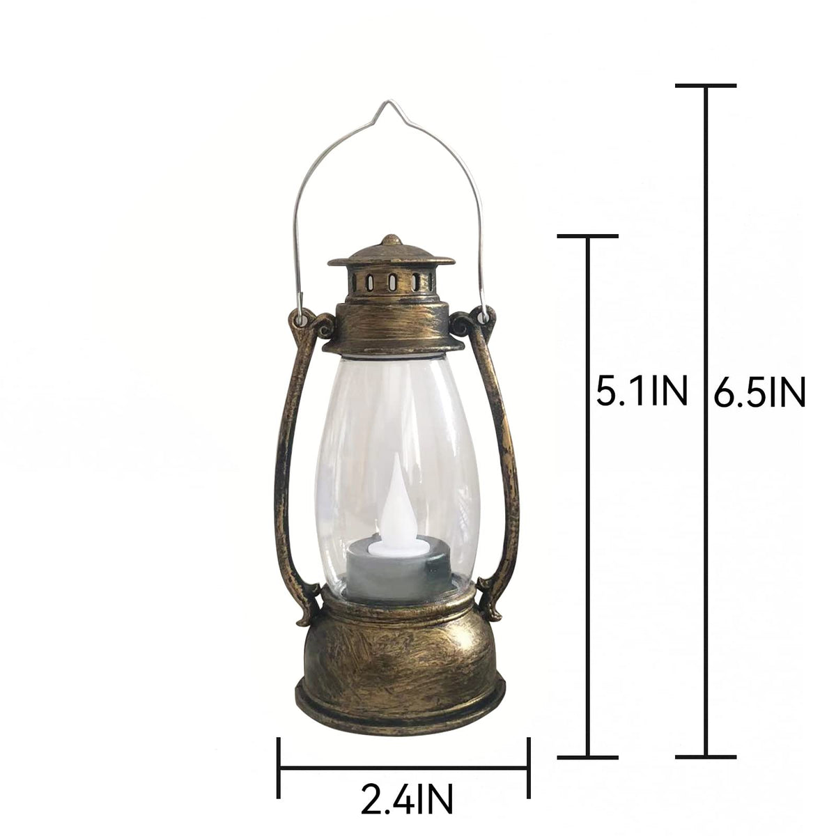 Reperla Mini Lanterns (6 Pcs-5.1in) Small Lantern Decorative Indoor Outdoor Hanging Ornaments LED Candle Lights Decorative Home Decor for Weddings Western Camping Party Halloween Christmas Decorations