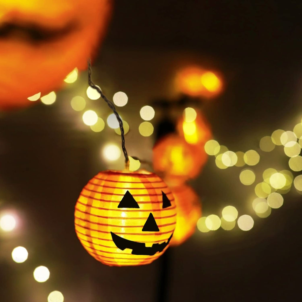 PASUTO Halloween Decorations Light Halloween Pumpkin Lantern String Lights, 10 Pack Jack O Lanterns Pumpkins Lights Plug in, 8.5FT Mini Pumpkin Light Connectable Indoor/Outdoor Halloweens Decorations