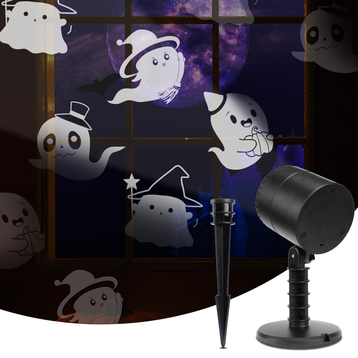 Halloween Projector Lights, LED Halloween Decoration,Ghost Rotating Projector Lights, Indoor Outdoor Landscape Night Light for Home Thealter, Ceiling, Room, Patio, Garden, Yard Stake, Bedroom Decor