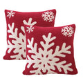 NIDITW Set of 2 Ultra Soft Red Snowflake Throw Pillow Cover Microfiber Christmas Cushion Case Cozy Fluffy Pillowcase Square Decor for Home Sofa Couch 18x18 Inches (1-Red)
