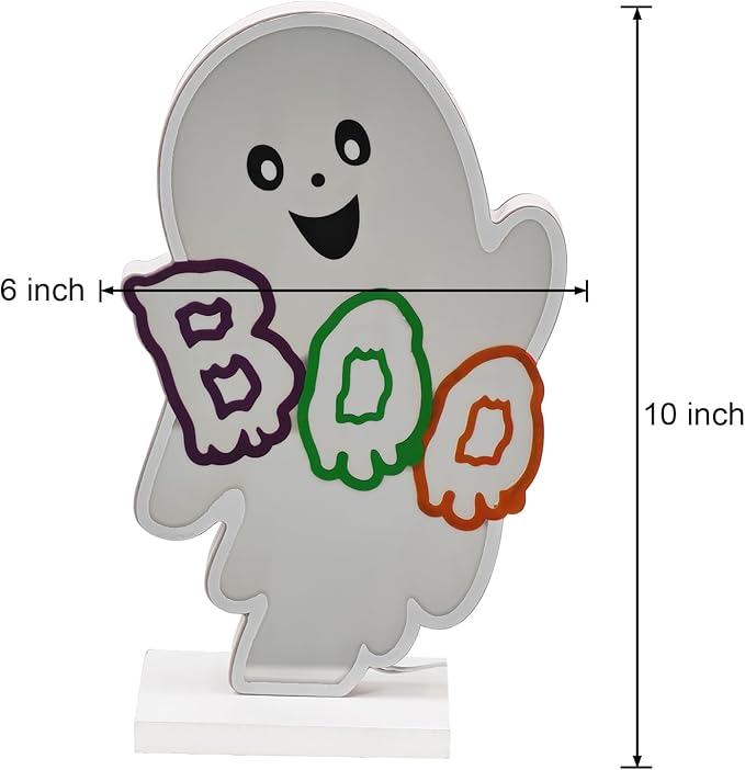 Halloween Neon Infinity Ghost Light,10.24Inch 3D Ghost Table Decor,USB Powered Light Décor for Halloween Party,Office,Bedroom Bathroom Decoration