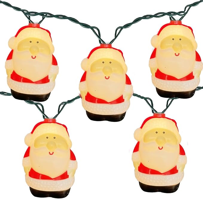 8.5Ft Christmas Santa Light, Christmas Decorations String Lights with 10 Santa Claus Bulbs, Plug in Christmas Novelty Fairy Lights for Indoor Party Kid's Room Xmas Tree Patio Bedroom Garden Decor