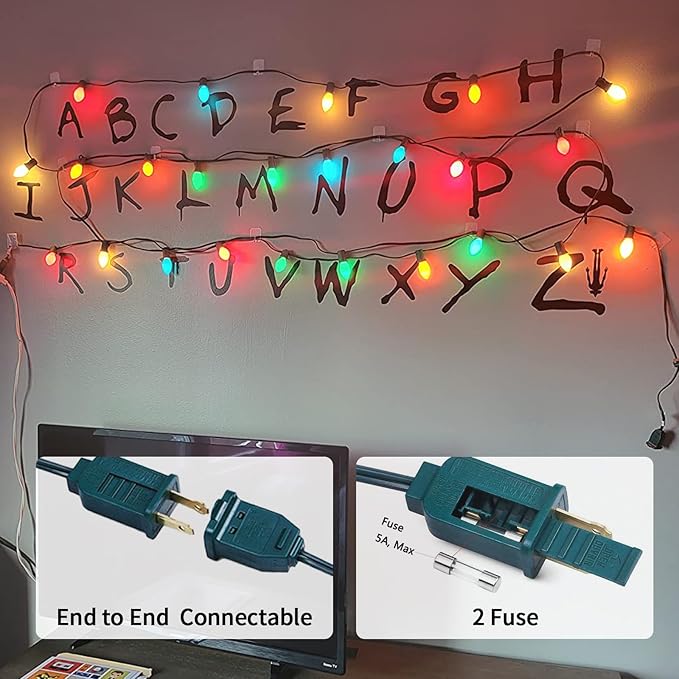 C9 Christmas Lights Outdoor, 25 Ft Multicolor Vintage LED Christmas String Lights for Roofline Xmas Tree Holiday Wedding Party Garden Home Decor - Green Wire