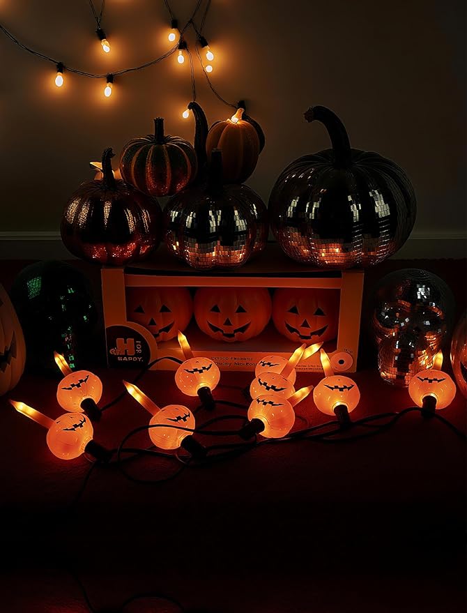 Halloween Pumpkin Bubble Lights String, 9.5Ft Orange Vintage LED Flashing Lights for Indoor Decor, Fairy Lights for Outdoor Bedroom Porch House Fall Party Decorations