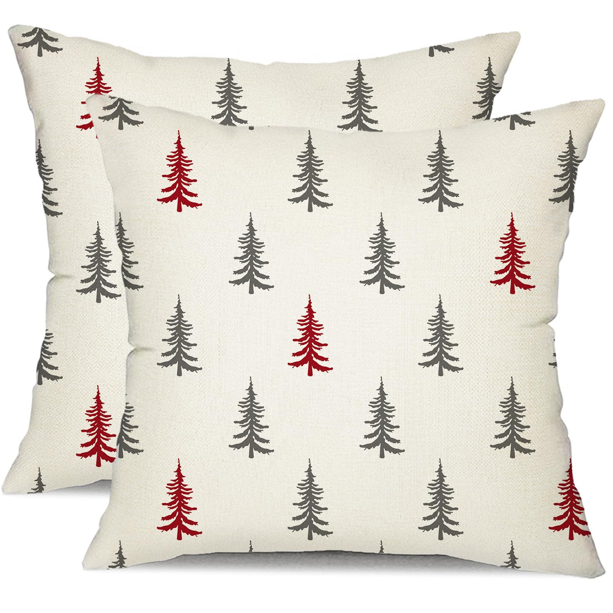 DFXSZ Christmas Pillow Covers 18x18 inch Set of 2 Christmas Tree Decorative White Throw Pillow Covers Winter Famliy Decoration for Home Couch TH-30G18