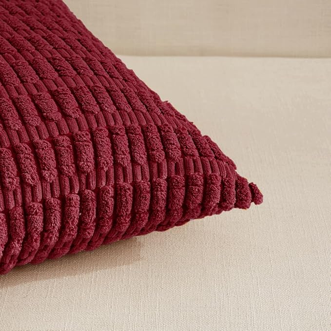 Fancy Homi Christmas Wine Red Decorative Throw Pillow Covers 14x24 Inch for Living Room Couch Bed Sofa, Modern Farmhouse Boho Home Decor, Soft Corduroy Burgundy Square Cushion Case 35x60 cm