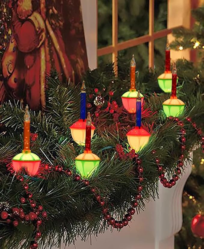 8.8Ft Christmas Multicolor Bubble Lights, Vintage Outdoor Christmas String Lights with 9 Multicolor Bubble Fluids Bulbs, Fairy Lights for Xmas Tree Outdoor Bedroom Porch House Fall Party Decor