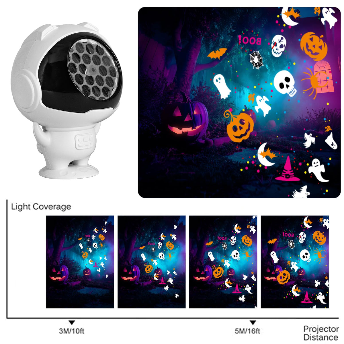 Halloween Projector Lights Outdoor/Indoor, Led Lights Projector for Halloween Decorations, Holiday Projector for Halloween Party,Newly Upgraded Halloween Indoor for Home，Halloween Gift
