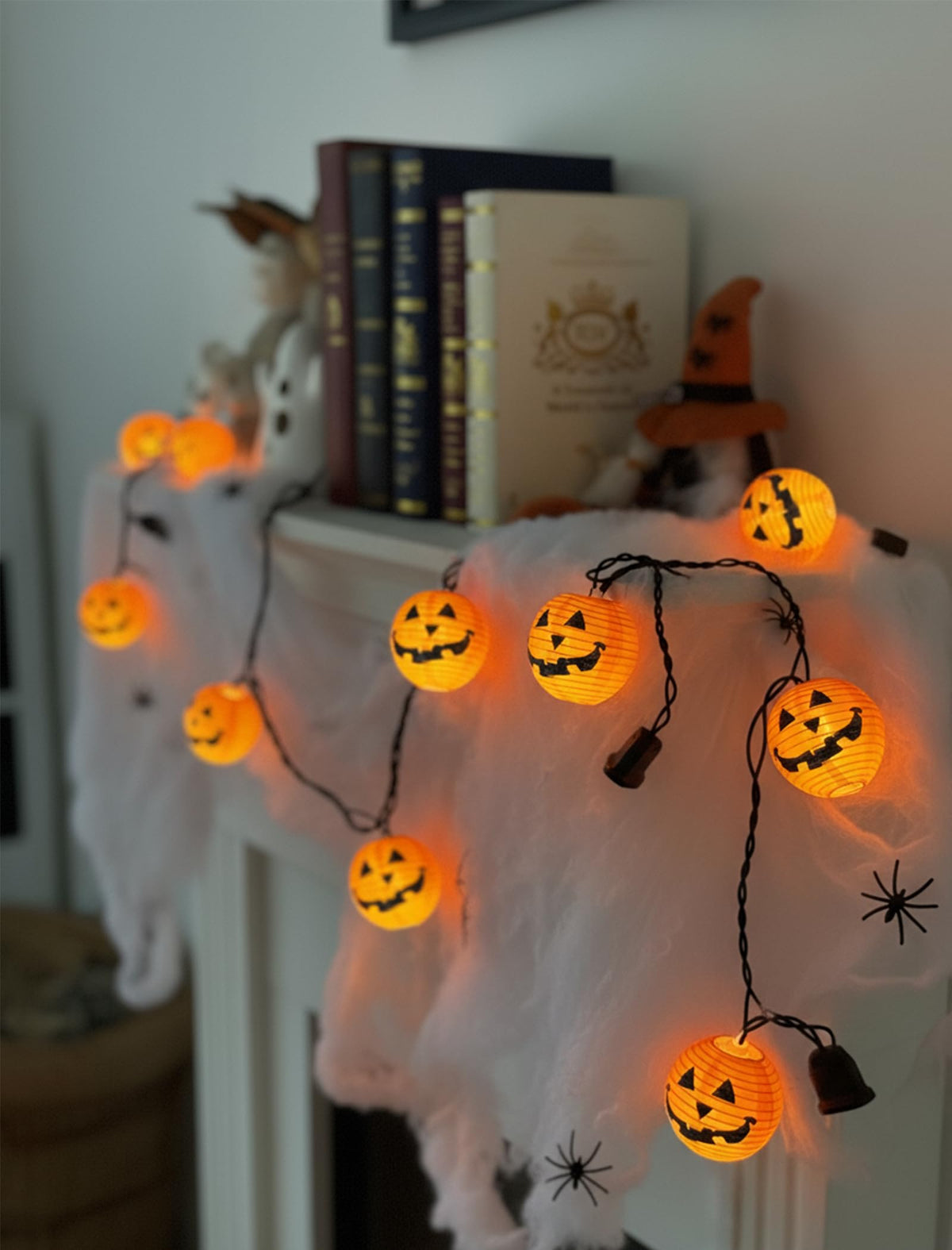 Halloween Outdoor Pumpkin String Lights, 8.5FT 10 Jack-o’-Lantern Lanterns with LED Bulbs, Connectable Waterproof Halloween Lights for Yard Patio Porch Garden, UL Listed Energy-Saving Fall Decor