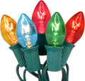 C7 Christmas Lights, 25Ft Outdoor Vintage Christmas String Lights with 27 Clear Multicolor Incandescent Bulbs (2 Spare), Hanging Roofline Lights for Holiday Garden Patio Backyard Christmas Tree Decor