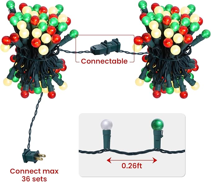 Fairy Globe String Lights - 70 LED, 19FT, Multicolor - UL Certified for Indoor/Outdoor Use - Christmas, Bedroom, Party, Tree, Holiday Decor