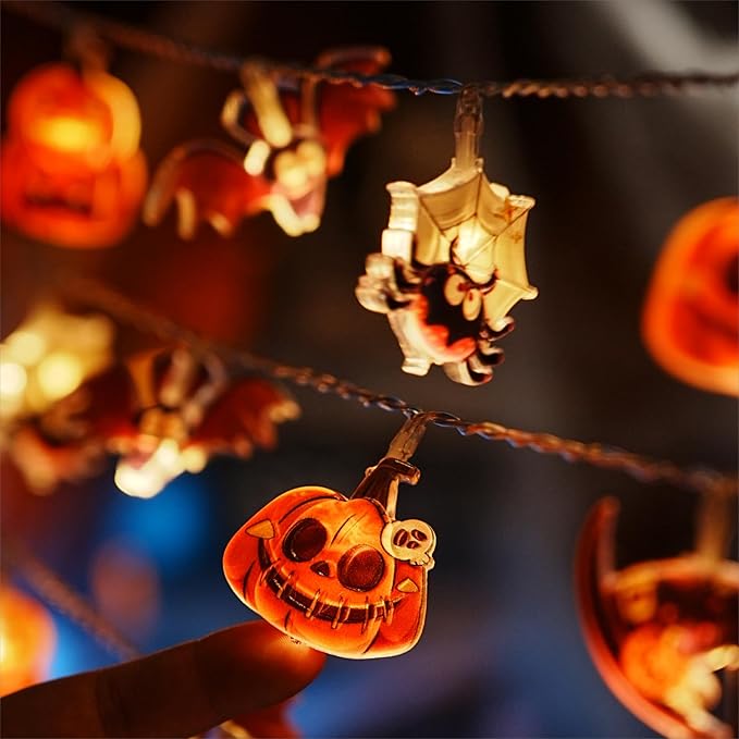 LOLStar Halloween String Lights Fairy Lights Indoor, 9.8FT 20LED Halloween Window Lights Decorations Battery Operated (Not Include) 8 Modes and Timer Cute LED Booday Lights 2025 Home Mini Decor