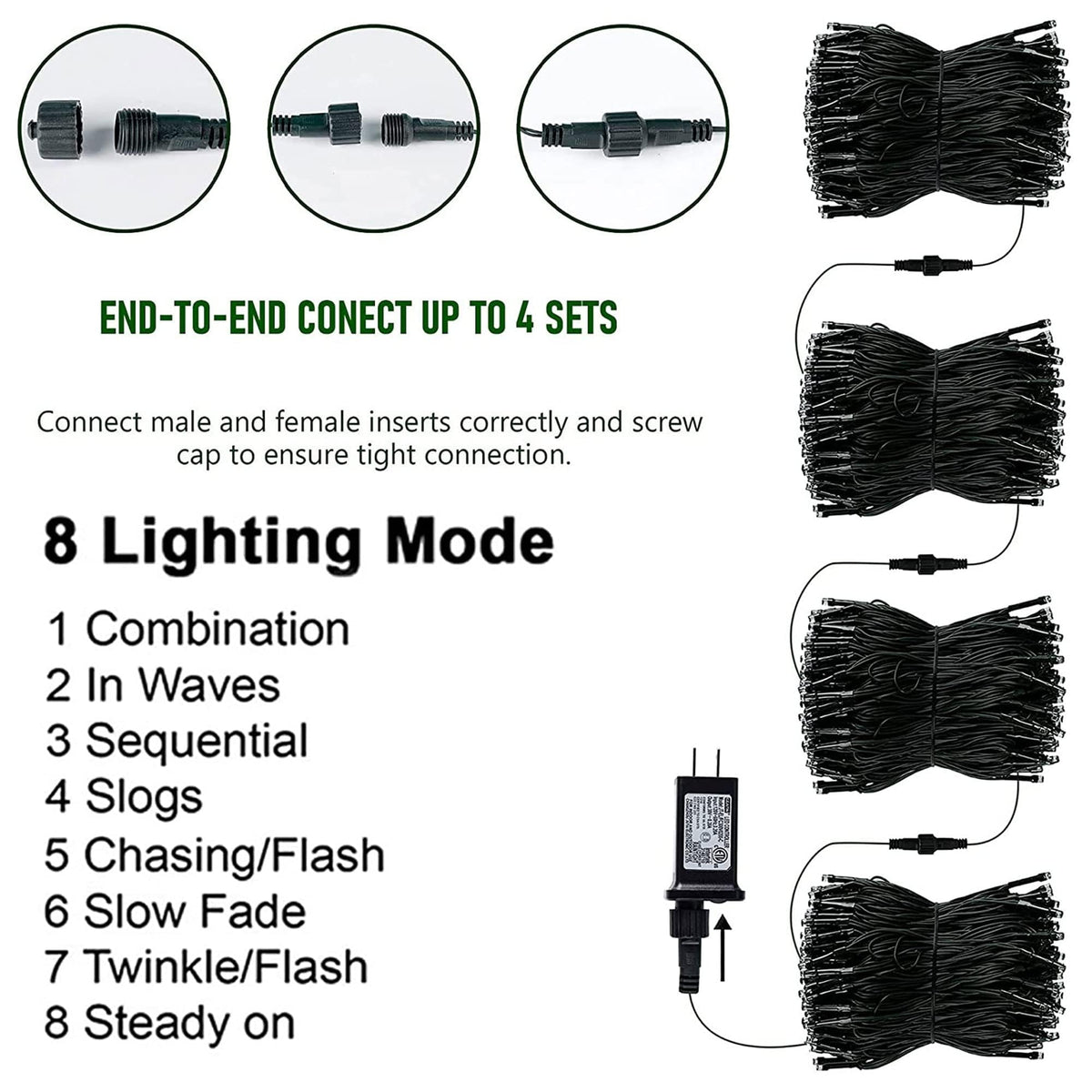 TW SHINE Halloween Lights, 200 LED 66FT Outdoor Halloween Lights Plug in with 8 Modes, Waterproof Light Outdoor, Indoor Decorations for Party Yard Haunted House Decor, Orange and Purple
