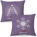 JINYO Purple Winter Christmas Tree Snowflake Pillow Covers 18x18, Purple Christmas Decor, Xmas Hello Winter Holiday Throw Pillow Covers for Home Living Room Bedroom Sofa Couch Set of 2