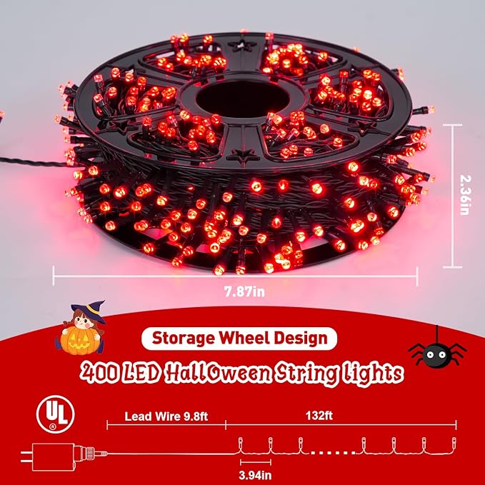 JMEXSUSS 400 LED Red Christmas Lights, 132ft Red String Lights Plug in with Remote, 8 Modes Christmas String Light Outdoor Indoor for Tree Garden Yard Porch House Decorations