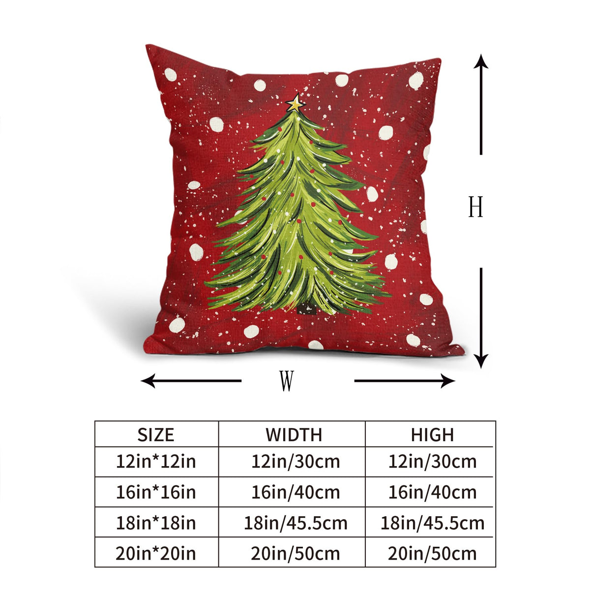 Red Christmas Pillow Covers 18X18 Inch Set of 2 Watercolor Green Xmas Tree Decorative Pillow Cases Winter Holiday Cotton Linen Cushion Case Farmhouse Christmas Decor For Home Couch Sofa Porch Outdoor