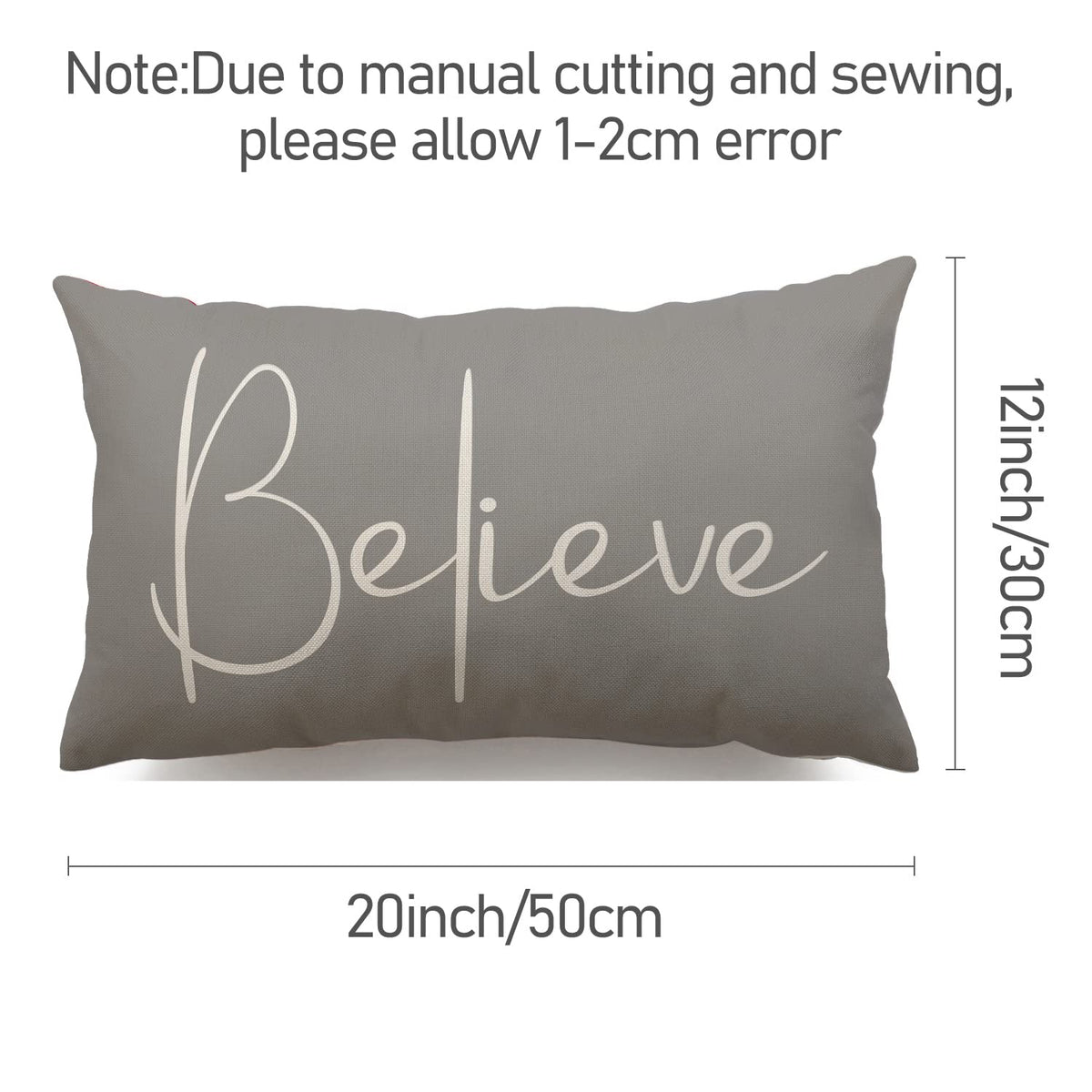 DFXSZ Christmas Throw Pillow Covers 12x20 Inch Set of 2 Merry Christmas Farmhouse Decorations Believe Holiday Decor Throw Cushion Case for Home Couch