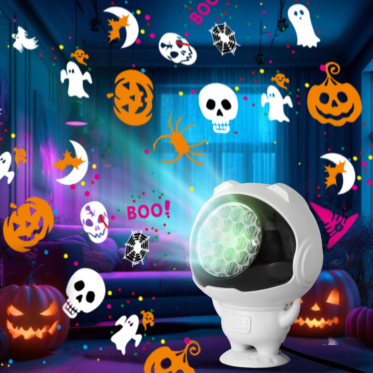 Halloween Projector Lights Outdoor/Indoor, Led Lights Projector for Halloween Decorations, Holiday Projector for Halloween Party,Newly Upgraded Halloween Indoor for Home，Halloween Gift