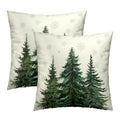 Green Christmas Tree Pillow Covers 16x16 In, Winter Nature Birch Forest Snowflake Throw Pillows Cover Farmhouse Decorative Pillow Case for Couch Bed Sofa Outdoor Patio Decor