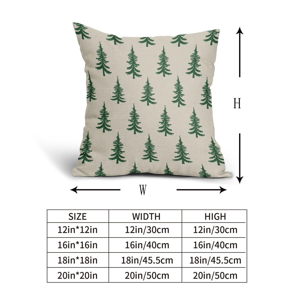 Christmas Tree Pillow Covers 18x18 Set of 2 Green Xmas Rustic Style Winter Print Decorative Outdoor Pillowcases Farmhouse Vintage Holiday Decorations Throw Cushion Case Decor for Couch Sofa Bed