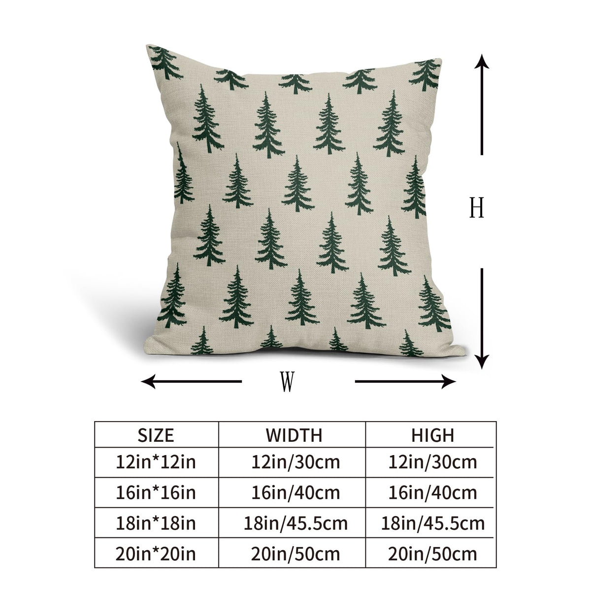 Christmas Tree Pillow Covers 20x20 Set of 2 Dark Forest Green Xmas Tree Rustic Style Winter Decorative Outdoor Pillowcases Farmhouse Holiday Decorations Throw Cushion Case Decor for Couch Sofa Bed