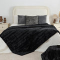 Krifey Black Faux Fur Blanket for Bed, 3D Marble Texture Soft Cozy Fuzzy Plush Thick Warm Blanket, Faux Rabbit Fleece, Christmas Birthday Gifts for Men Dad, Cool Black, 60x80in