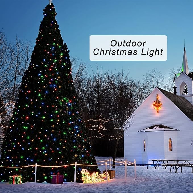 Pooqla Colorful Christmas Lights, 200 LED 66 ft Holiday String Lights for Indoor Outdoor Decoration, 8 Modes Fairy Lights for Home Yard Patio Wedding Party, Red Green Yellow Blue