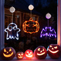 LOLStar Halloween LED Lights Decorations 2025 Orange Pumpkin White Ghost Purple Bat Window Display with Suction Cups, Battery Operated Window Decor Slow Fade Mode and Timer 3-Pack