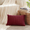 Fancy Homi Christmas Wine Red Decorative Throw Pillow Covers 14x24 Inch for Living Room Couch Bed Sofa, Modern Farmhouse Boho Home Decor, Soft Corduroy Burgundy Square Cushion Case 35x60 cm