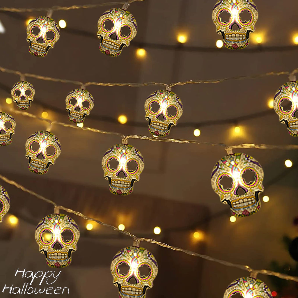 Halloween String Lights, Skull String Light Hallo ween Fall Fairy Light Battery/USB Powered Optional 2 Modes Cute Lights 2026 Indoor Outdoor Decor for Home Yard Patio (30 LED Halloween String Lights)