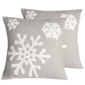 AFIRMLY 18x18,Cotton Christmas Blessing Throw Pillow Cover for Bed Sofa Cushion Car Snowflake Embroideried Pillowcases,1pair Grey
