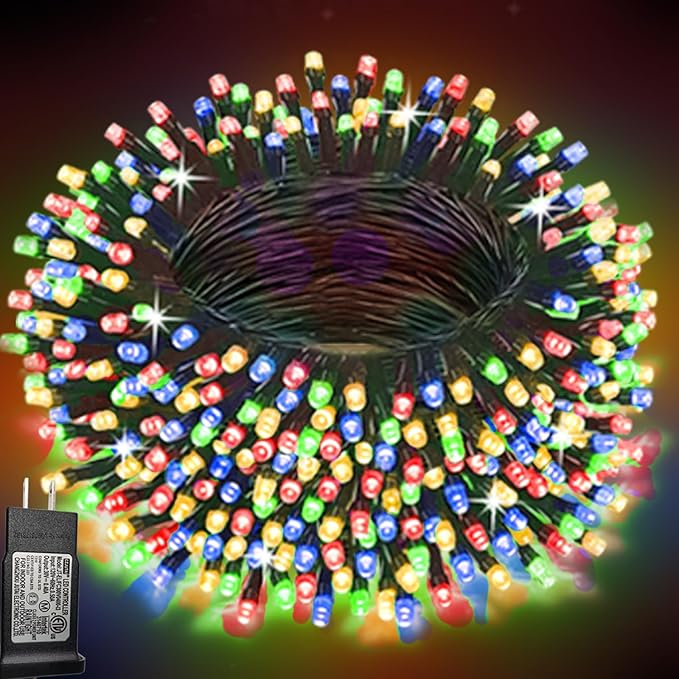 Pooqla Colorful Christmas Lights, 200 LED 66 ft Holiday String Lights for Indoor Outdoor Decoration, 8 Modes Fairy Lights for Home Yard Patio Wedding Party, Red Green Yellow Blue