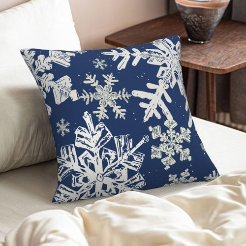 AELUTYSH Navy Blue Christmas Pillow Covers 18x18 Inch Set of 2 Winter Snowflake Decorative Throw Pillows Farmhouse Holiday Christmas Decor Cushion Covers Linen for Home Living Room Bed Outdoor