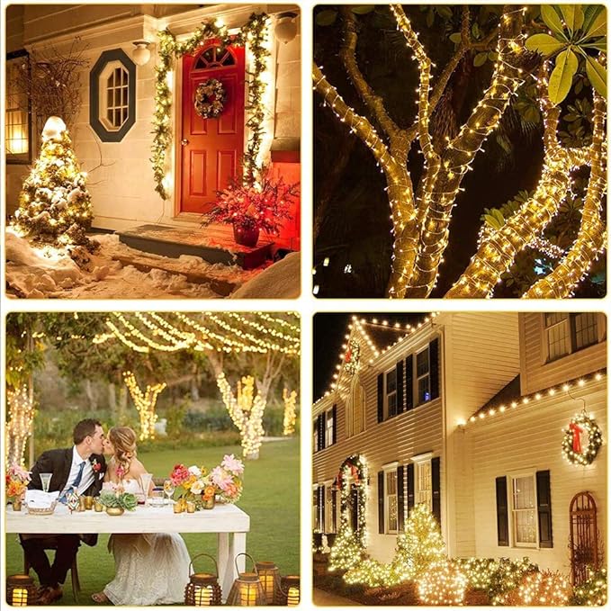 338Ft Christmas Lights Outdoor, 1000 LED Christmas String Lights with 8 Modes, Timer, Waterproof Fairy Twinkle Lights for Party, Garden, Wedding, Holiday, Weddings, Xmas Tree Decorations (Warm White)