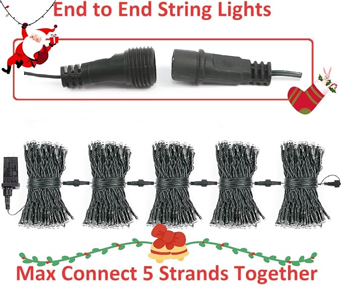 2-Pack Connectable Christmas Lights Outdoor, Total 164FT 400LED Christmas String Lights Waterproof with 8 Modes & Timer, Green Wire Twinkle Lights for Xmas Tree Decorations Outdoor Indoor, Blue