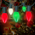 25Ft C9 LED Christmas Lights Outdoor Indoor, Multicolor Red Green White Vintage String Lights, Connectable Holiday Decor for Xmas Tree Wedding Party Patio Porch Yard