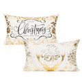 Christmas White Gold Lumbar Throw Pillow Covers 12X20 Set of 2 Winter Xmas Outdoor Navidad Decorations Reindeer Tree Home Holiday Décor Ornaments Velvet Cushion for Bed Room Sofa Couch Livingroom