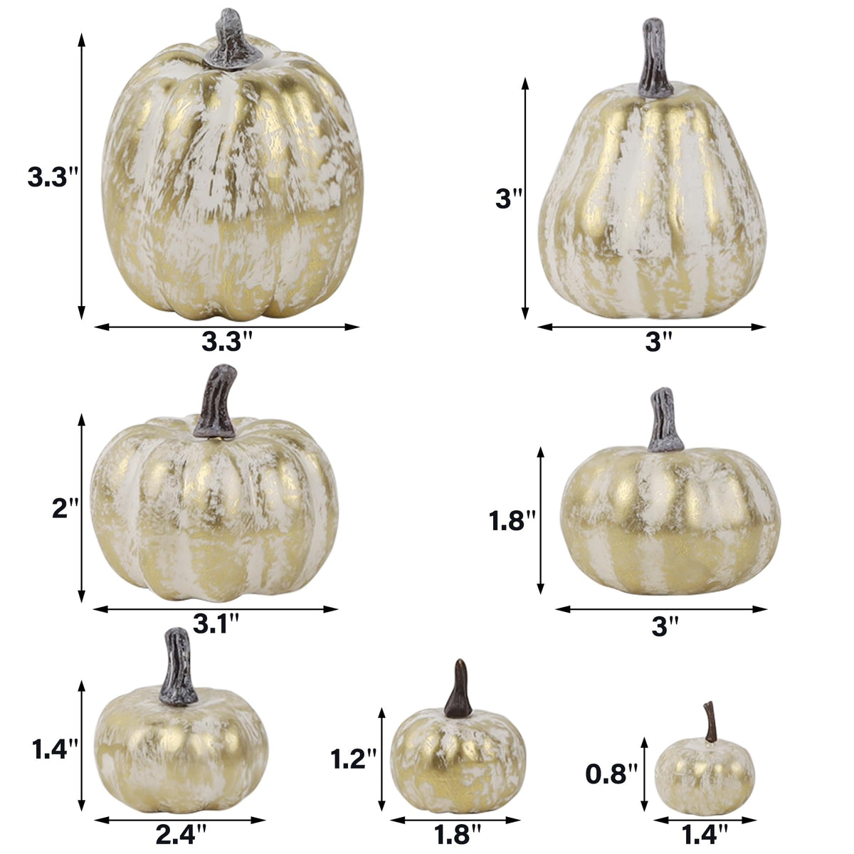 winemana 46 Pcs Assorted Size Artificial Pumpkins Fall Decorations, Gold Foam Pumpkin Autumn Decor, Decorative Faux Pumpkin for Halloween Thanksgiving Table Centerpiece Mantle Bowl Wedding Party