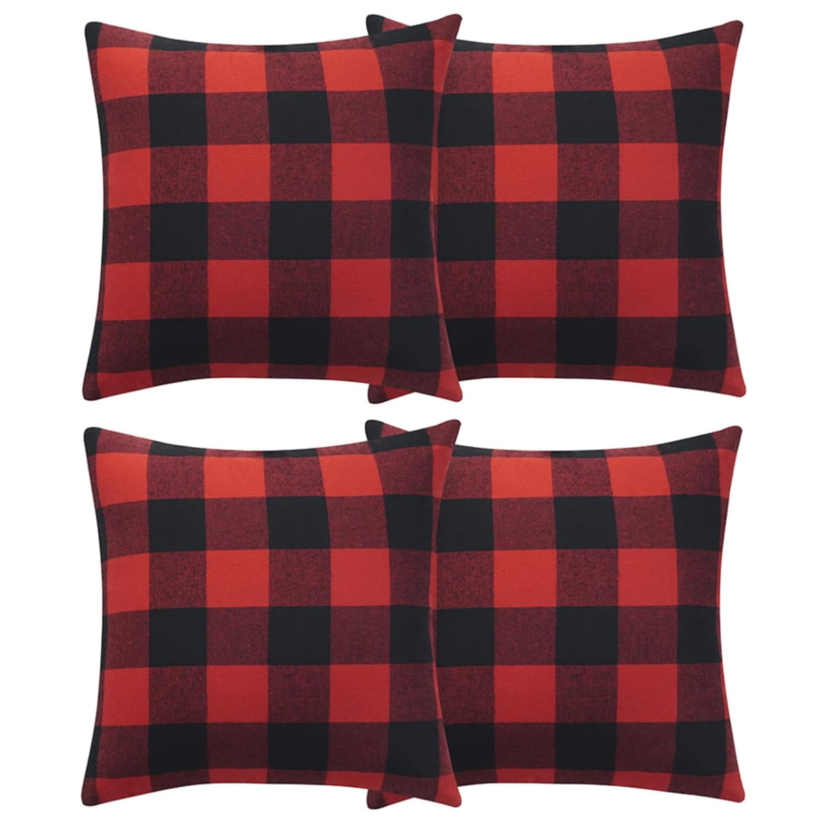 Volcanics Christmas Pillow Covers 18x18 Set of 4, Red and Black Classic Buffalo Check Plaid Decorative Throw Pillow Covers, Farmhouse Square Pillow Case Cushion Pillowcase for Holiday Home Decor Sofa