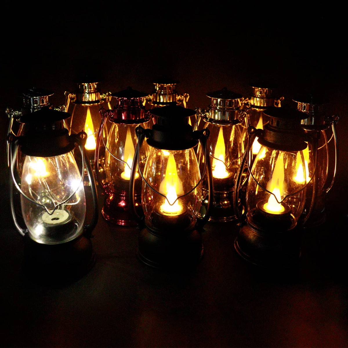 Reperla 5.1 inch Mini Lanterns 6-Pcs LED Candle Small Lanterns Decorative Indoor Outdoor Hanging Light Ornaments Home Decor for Weddings Western Camping Party Halloween Christmas Decorations