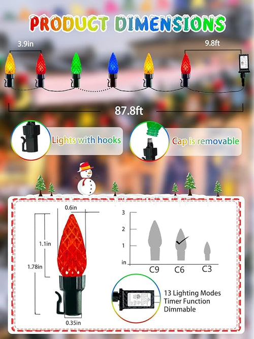 240 LED 78FT C6 Christmas String Lights, Super Long Christmas Lights Outdoor Indoor with 13 Modes & Timer, Waterproof Fairy Twinkle Light Plug in for Tree Garden Party Xmas Decorations (Multicolor)