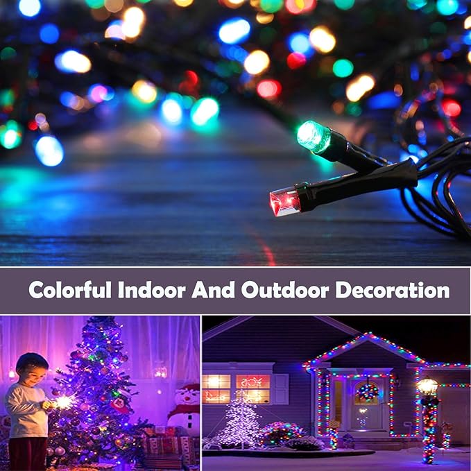 Bright Christmas Lights Outdoor 300 LED String Lights, 100ft Connectable 8 Modes Christmas String Lights Tree Lights for Home, Party, Holiday, Halloween Indoor Xmas Decorations Multicolor