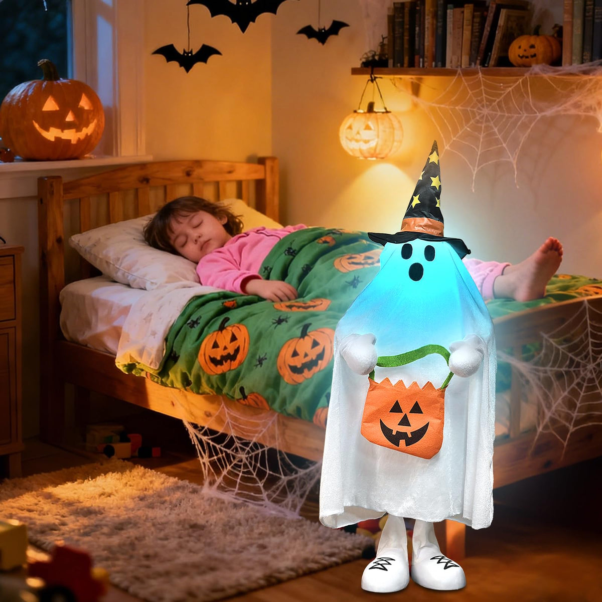 Halloween Decorations Outdoor Light Up Ghost Decor Indoor Color Changing Spooky Ghost Porch Decorations Trick or Treater with Candy Pocket Front Porch Halloween Decor for Yard Home Party Kids 37 "
