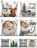 multiwins Christmas Decorations Set of 4 Double-Sided Print Christmas Pillow Covers 20" x 20", with 8 Cute Patterns, Throw Pillow Covers Perfect for Home Christmas Decor