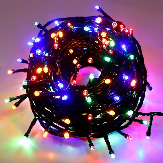 Pooqla Colorful Christmas Lights, 200 LED 66 ft Holiday String Lights for Indoor Outdoor Decoration, 8 Modes Fairy Lights for Home Yard Patio Wedding Party, Red Green Yellow Blue