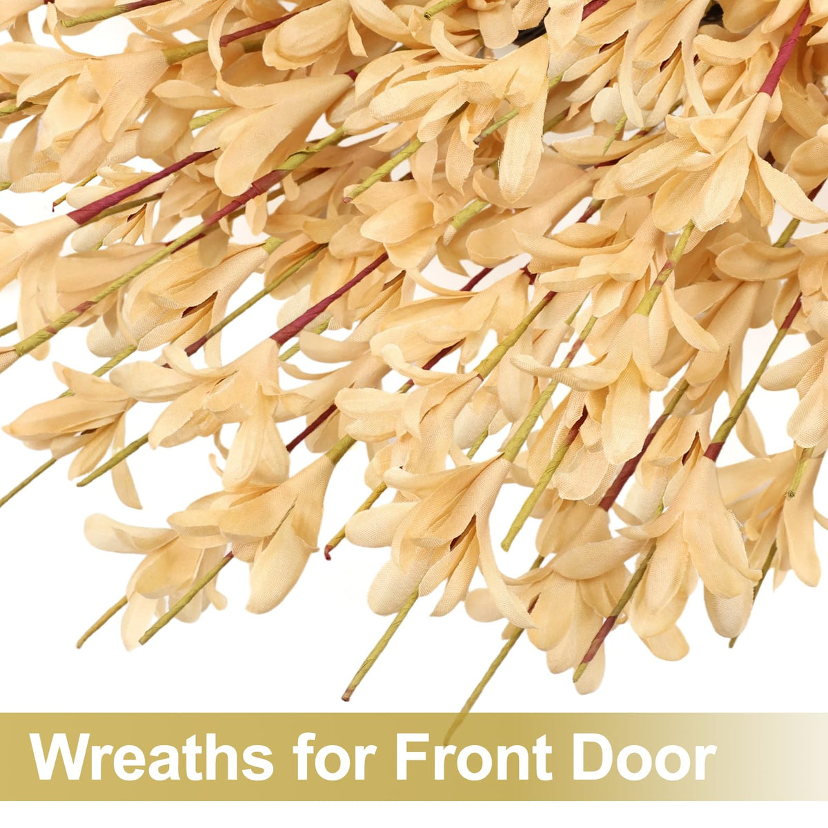 26 Inch Realistic Fall Wreaths for Front Door Outside Autumn Wreath Outdoor Indoors Fall Decorations for Home Thanksgiving Halloween Holiday Decorations Clearance for Wall Porch Door (Wheat)