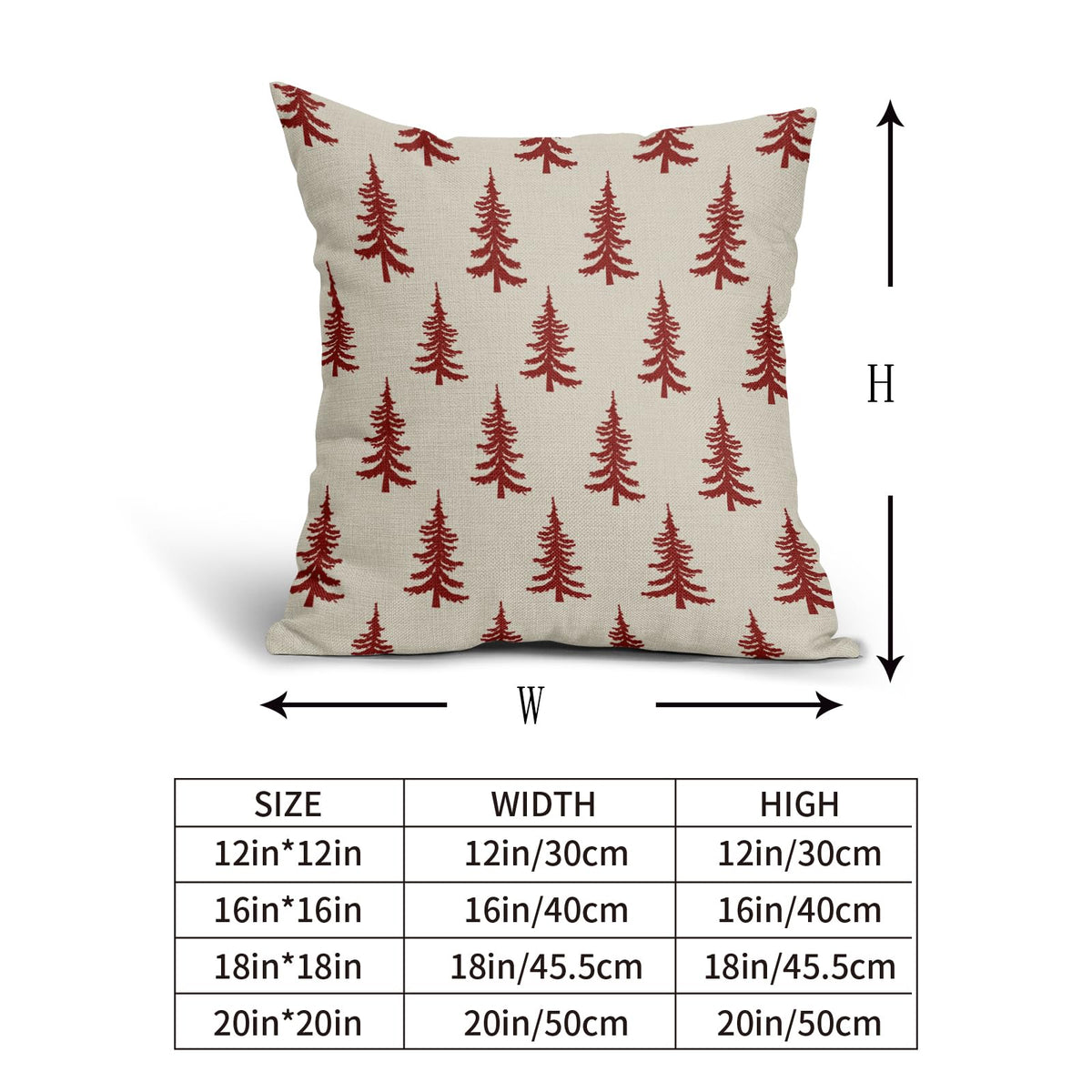 Aytipun Christmas Tree Pillow Covers 18x18 Set of 2 Red Xmas Rustic Style Winter Print Decorative Outdoor Pillowcases Farmhouse Vintage Holiday Decorations Throw Cushion Case Decor for Couch Sofa Bed