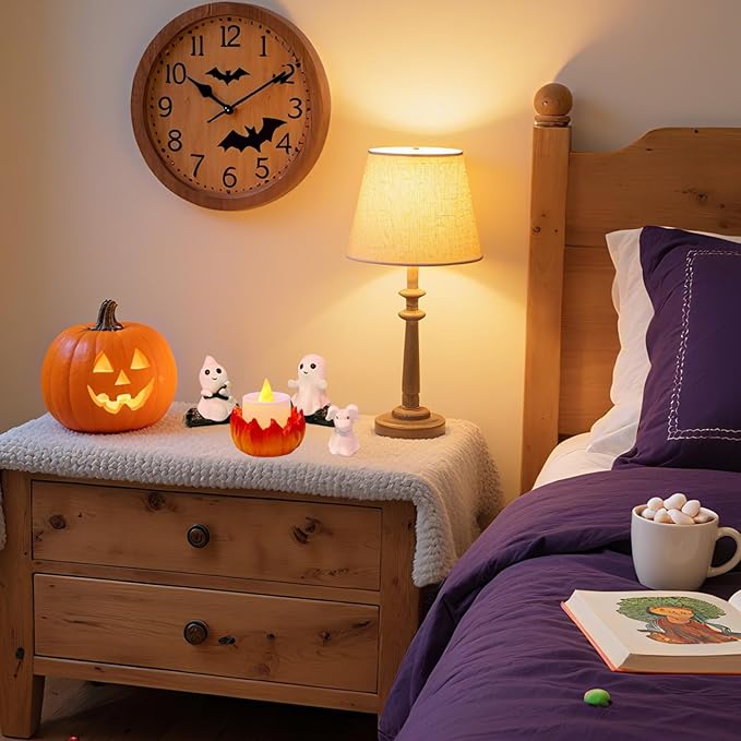 SOMITO 2025 Ghost Campfire Nightlight, Cute Halloween Ghost Figurine, Spooky Ghost Halloween Decorations, Adorable Halloween Decor Indoor for Home Mantel Tabletop Party (with Dog)