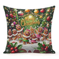 Jiaopenyou Throw Pillow Cover 20x20 Inch,Gingerbread Girls Dancing with The Words Merry Christmas Throw Pillow Case,Home Decor Cushion Covers for Sofa Living Room Couch Bed